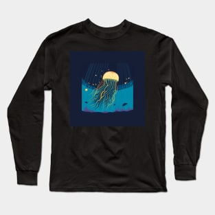 Jellyfish Swimming in the Ocean with Turtles Long Sleeve T-Shirt